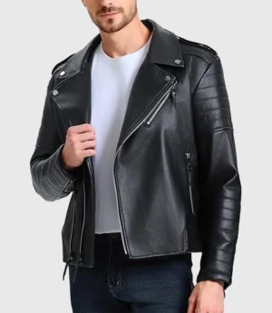 Men's Black Biker Leather Jacket