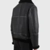 Mens Black Biker Shearling Leather Jacket