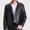 Men's Biker Leather Jacket Black