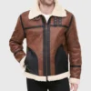 Men's Faux Shearling Aviator Leather Jacket