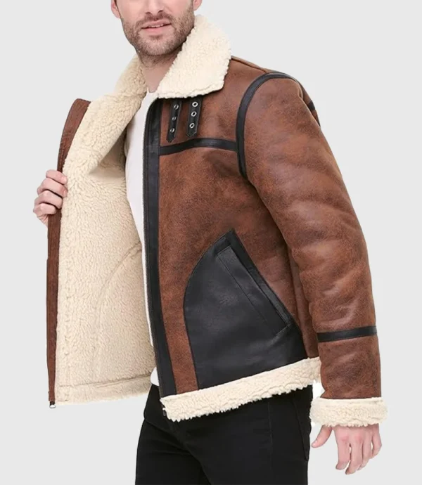 Men's Faux Shearling Aviator Jacket