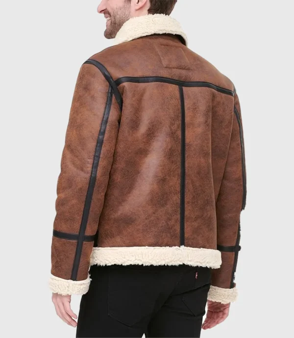 Men's Faux Shearling Aviator Jacket Brown