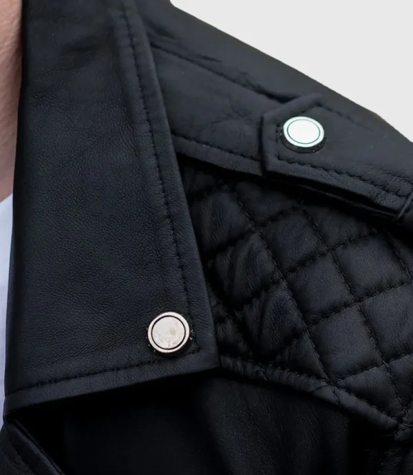 Quilted Black Biker Leather Jacket