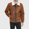 Men's Brown Shearling Bomber Jacket
