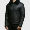 Mens Shearling Sheepskin Leather Aviator Jacket