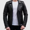 Mens Quilted Biker Leather Jacket