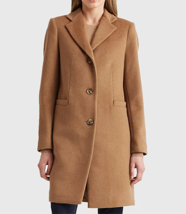 Womens Wool Beige Long Coat