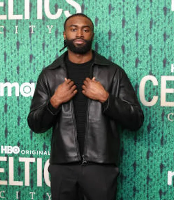 Premiere of HBO Original Documentary Series Celtics City Jaylen Brown Leather Jacket