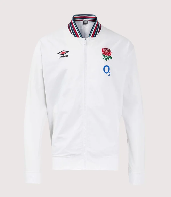 2025 Womens England Rugby Team Anthem Zip-up White Jacket