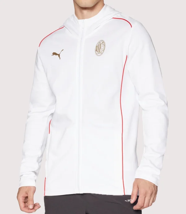 AC Milan Casuals Zip-up White Hooded Jacket