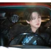 Stray Kids Burnin Tires Changbin Black Biker Leather Jacket
