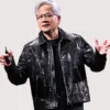 CES 2025 Jensen Huang Leather Black Jacket