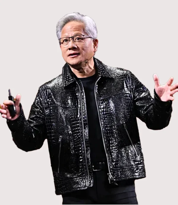 CES 2025 Jensen Huang Leather Black Jacket