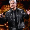 CES 2025 Jensen Huang Black Crocodile Leather Jacket