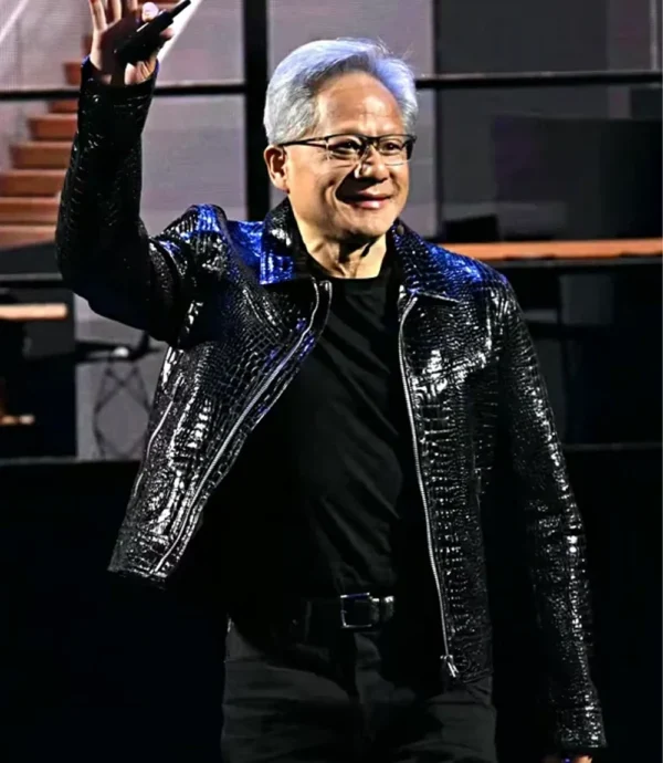 CES 2025 Jensen Huang Black Leather Jacket