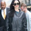 Krysten Ritter Black Bomber Zip-up Leather Jacket