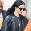 New York City Hudson Square Krysten Ritter Black Bomber Zip-up Leather Jacket