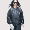Hudson Square Krysten Ritter Bomber Black Leather Jacket