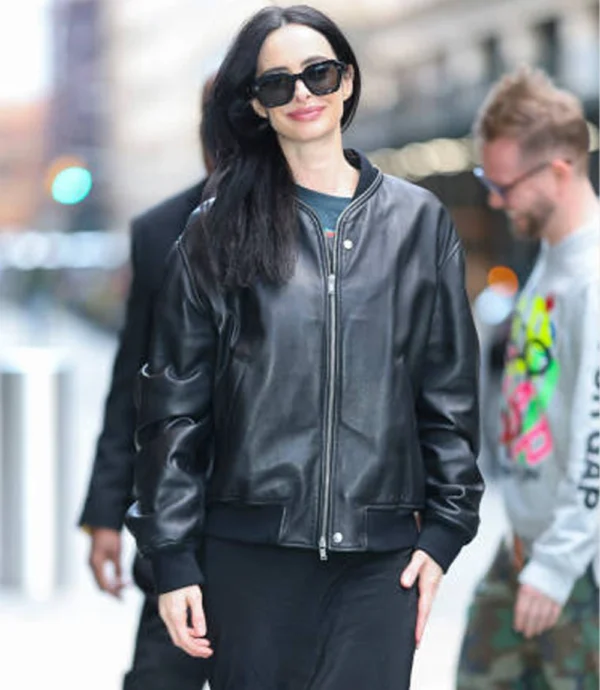 Krysten Ritter Bomber Leather Jacket Black