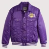 Los Angeles Lakers Full-Snap Trucker Satin Jacket Purple