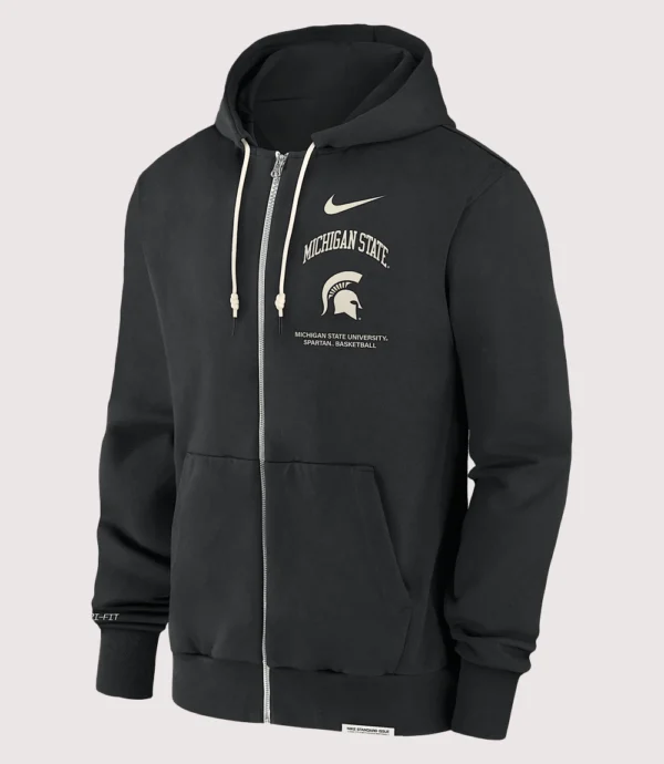 Michigan State Spartans On-Court Performance Basketball Full-Zip Hoodie Black
