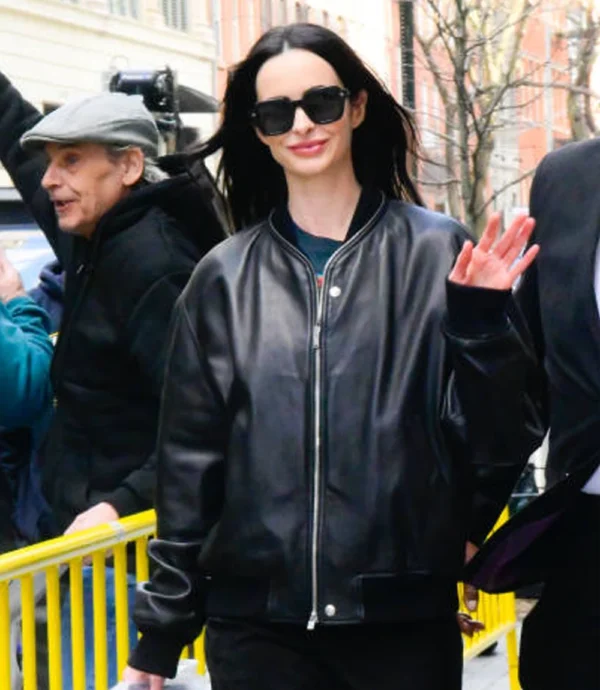 Krysten Ritter Hudson Square Black Leather Bomber Jacket