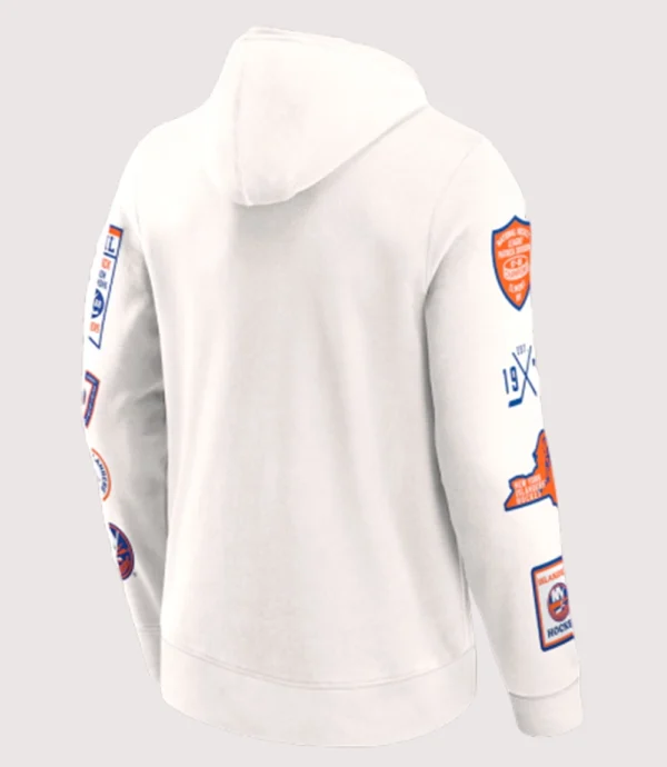 New York Islanders White Letterman Hoodie