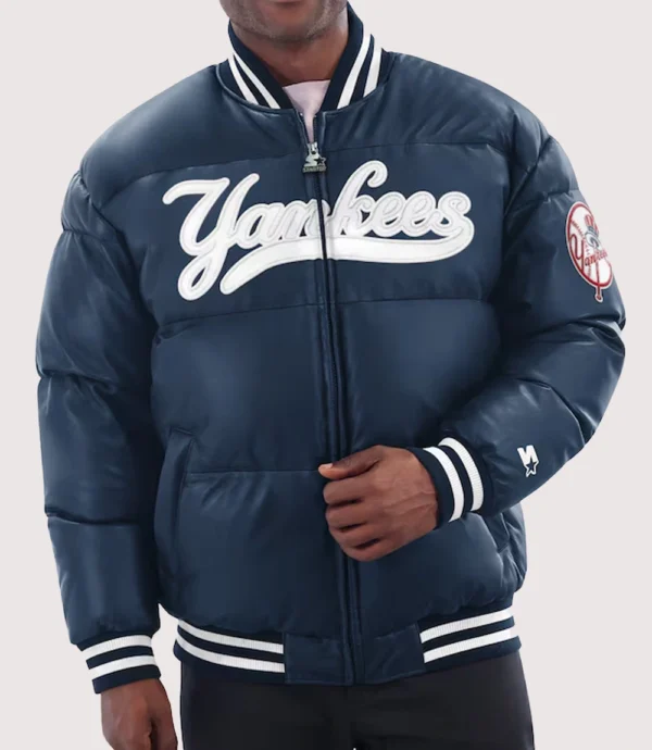 New York Yankees Starter Full-Zip Navy Blue Leather Jacket