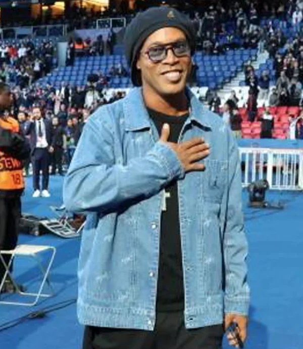 UEFA Champions League Ronaldinho Gaúcho Blue Denim Trucker Jacket