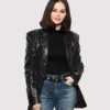 SiriusXM Studios Selena Gomez Black Leather Coat