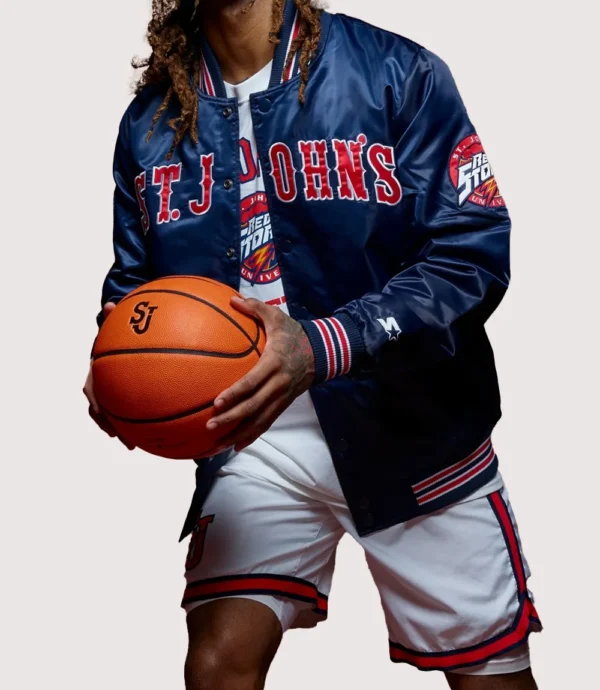 Big East St Johns Basketball Satin Starter Jacket
