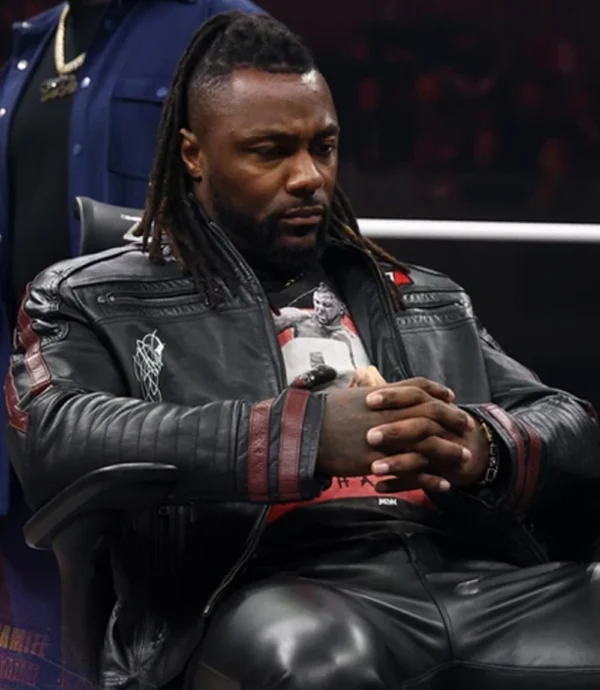 Swerve Strickland AEW N7 Black Leather Jacket