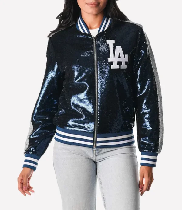 Women's Los Angeles Dodgers Sequin Bomber Jacket
