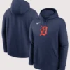 2025 Detroit Tigers Logo Club Navy Fleece Pullover Hoodie