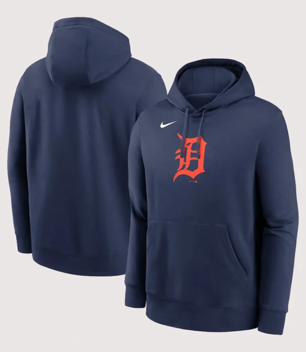 2025 Detroit Tigers Logo Club Navy Fleece Pullover Hoodie