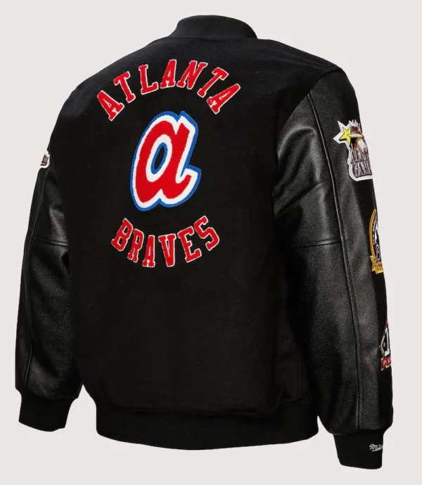 Atlanta Braves Mitchell & Ness Blackout Full-Snap Varsity Jacket
