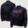 Atlanta Braves Wordmark Satin Varsity Jacket Navy
