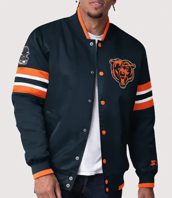 Chicago Bears Starter Scout I Full-Snap Navy Blue Varsity Jacket