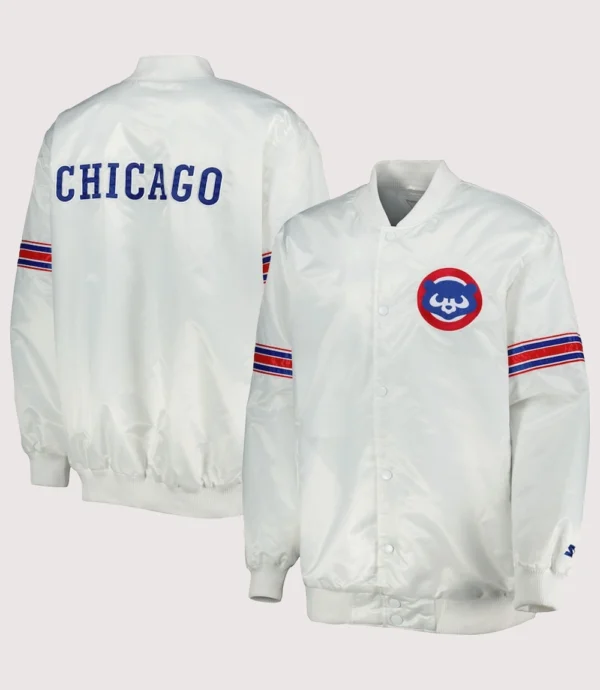 Chicago Cubs Power Forward Starter Varsity Jacket White
