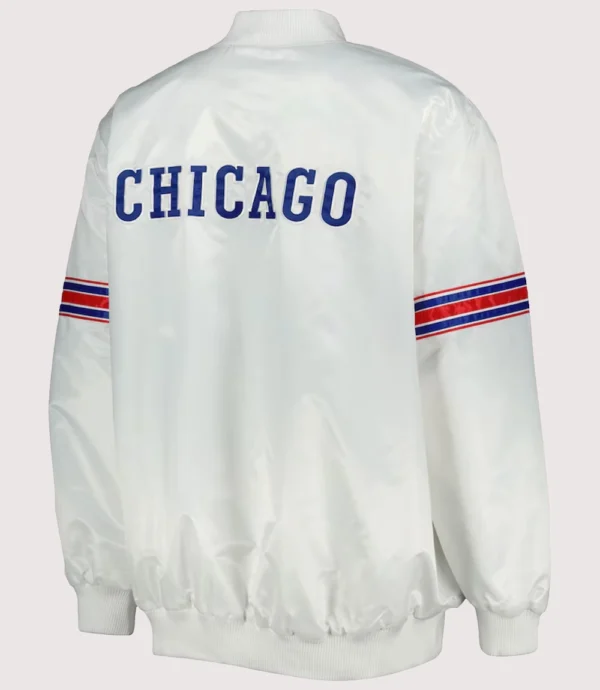 Chicago Cubs Starter White Power Forward Satin Full-Snap Varsity Jacket