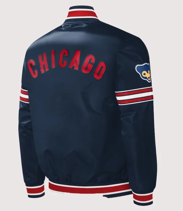 Chicago Cubs Starter Slider Satin Full-Snap Varsity Jacket Navy