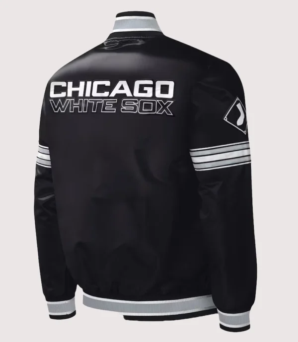 Chicago White Sox Starter Black Midfield Satin Full-Snap Varsity Jacket