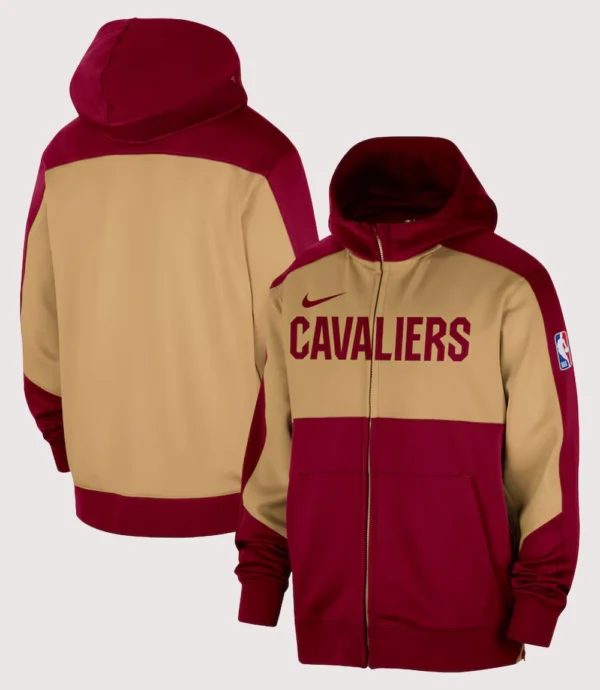 Cleveland Cavaliers Wine Authentic On-Court Showtime Performance Full-Zip Hoodie