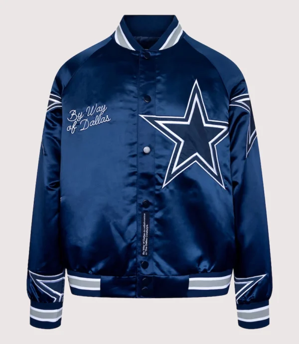 Dallas Cowboys By Way of Dallas Satin Varsity Jacket