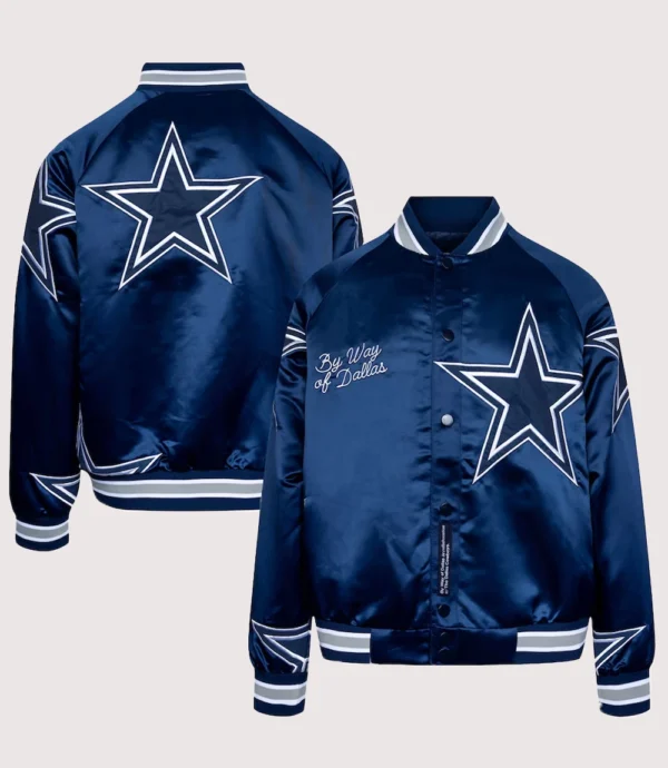 Dallas Cowboys By Way of Dallas Satin Varsity Jacket Blue