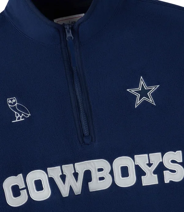 OVO Dallas Cowboys Half-Zip Fleece Jacket Navy Blue
