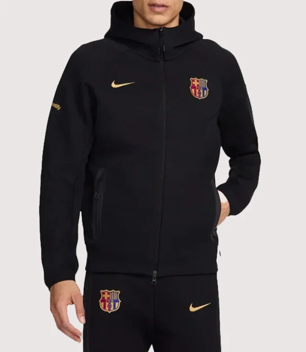 Fc Barcelona Tech Fleece Jacket Black