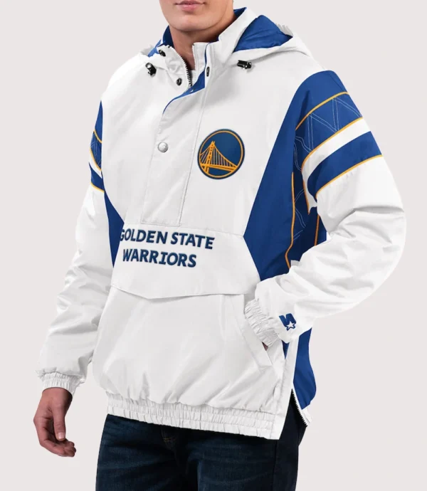 Golden State Warriors Starter White Home Team Half-Zip Jacket