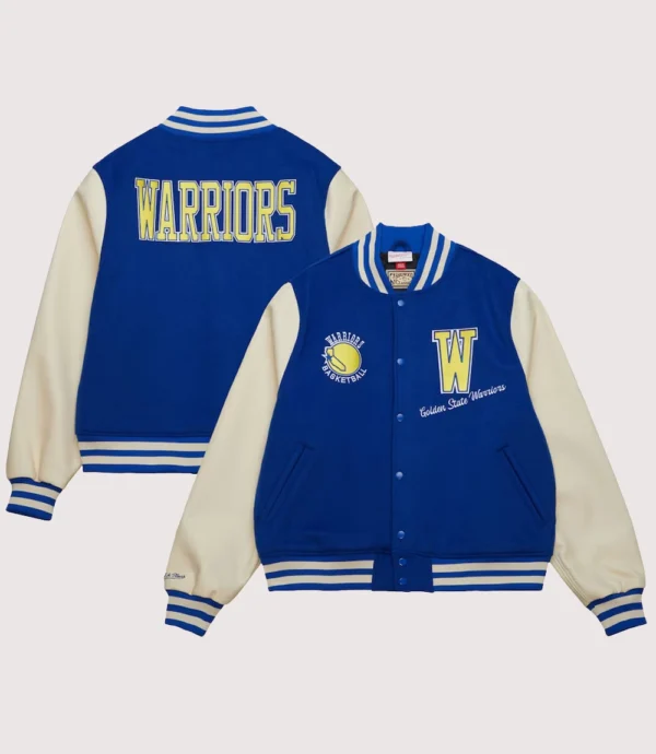 Golden State Warriors Mitchell & Ness Hardwood Classics Varsity Jacket