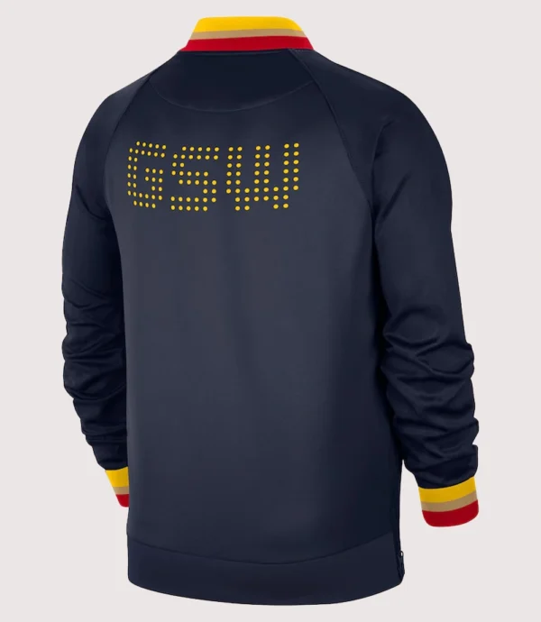 Golden State Warriors 2025 City Edition Authentic Showtime Performance Full-Zip Navy Varsity Jacket